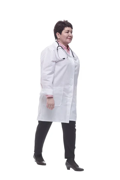 In full growth. female medic striding forward . — Stock Photo, Image