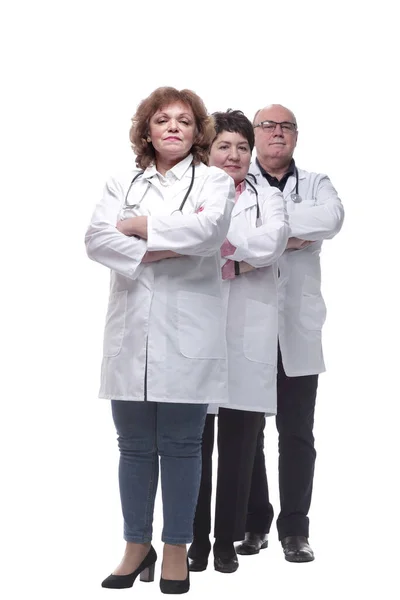 Em pleno crescimento. grupo de colegas médicos de pé em uma fileira — Fotografia de Stock