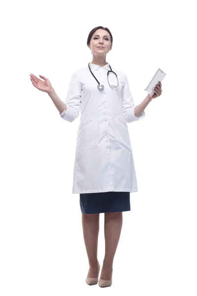 Medico donna con uno stetoscopio nelle mani. — Foto Stock