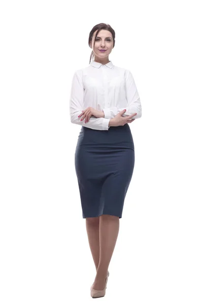 Businesswoman in a white blouse and black skirt. — Stock Photo, Image