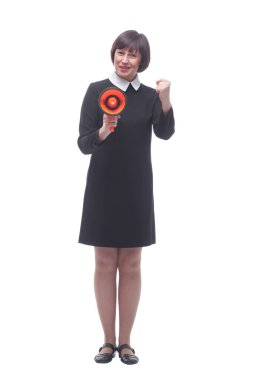 Megafonlu genç iş kadını..