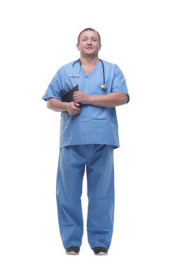 gülümseyen doktor. beyaz arkaplanda izole edilmiş.