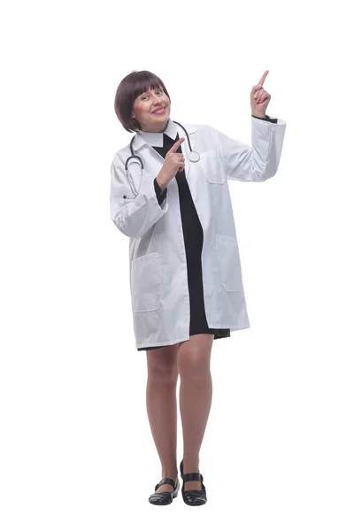 Medico medico donna che punta nella giusta direzione. — Foto Stock