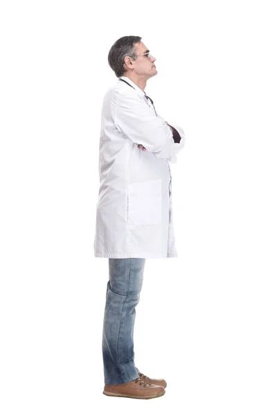 In full growth. qualified doctor with a stethoscope. — Stock Photo, Image