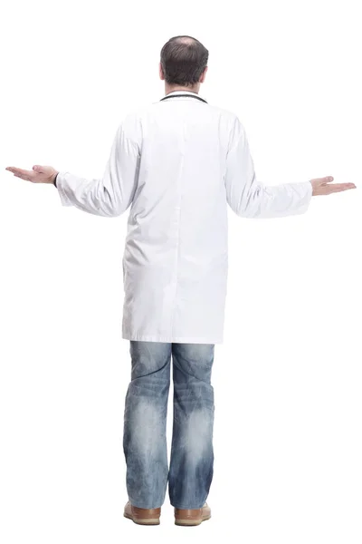 Rear view.a qualified doctor with a stethoscope. — Stock Photo, Image