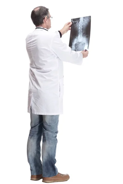 In volle groei. gekwalificeerde arts op zoek naar een x-ray. — Stockfoto