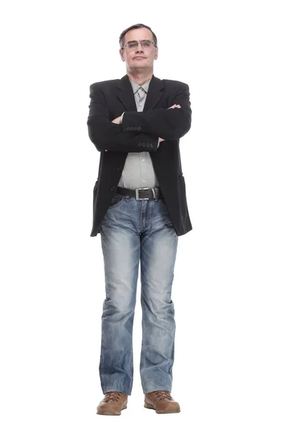 In volle groei. casual zakenman in jeans en jas. — Stockfoto