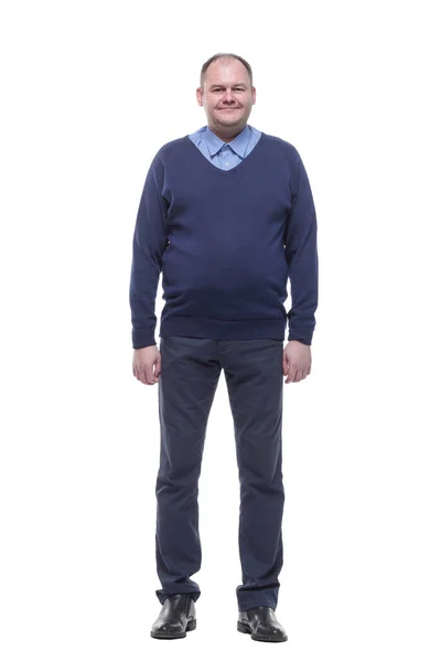 Comprimento total. homem maduro em um jumper azul. — Fotografia de Stock
