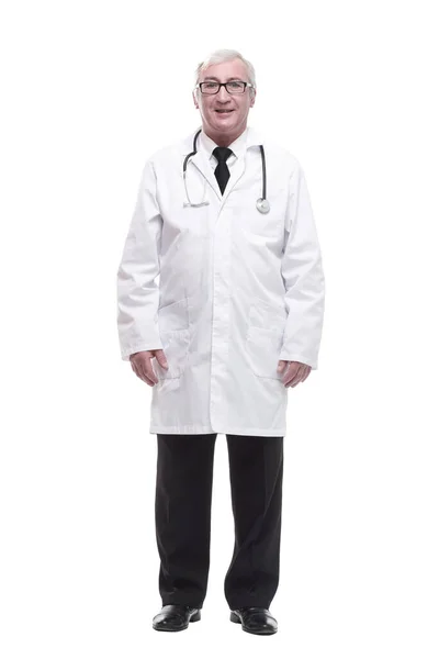 In full growth.qualified mature doctor with stethoscope. — Stock Photo, Image