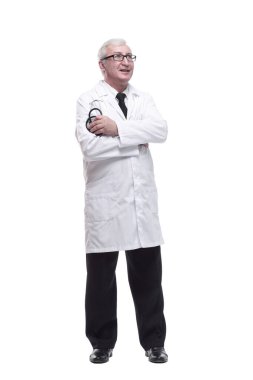 Yetişkin, kendine güvenen bir doktor sana bakıyor. .