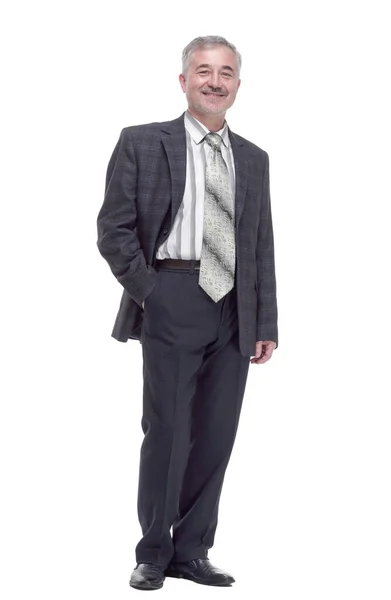 Günlük iş kıyafetleri içinde gülümseyen bir adam. bir beyaz üzerinde izole — Stok fotoğraf