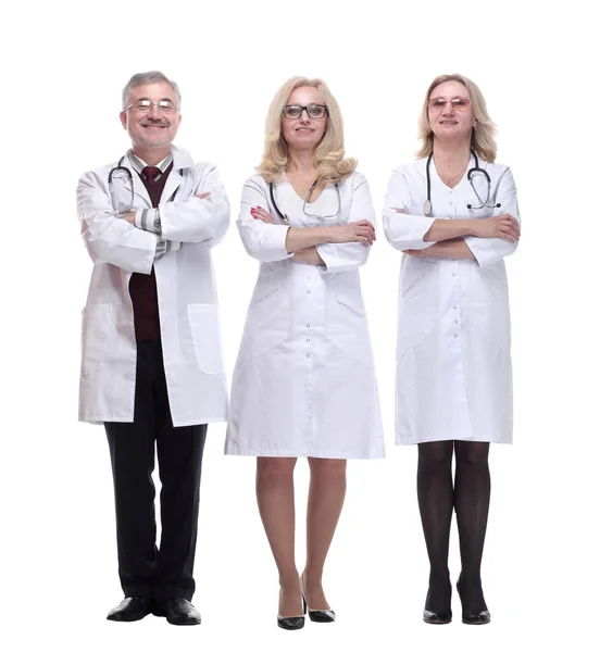 Group of diverse doctors standing looking in one direction — Stock Photo, Image