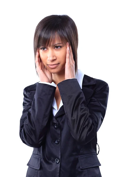 Mulher de negócios com uma dor de cabeça — Fotografia de Stock