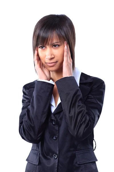 Business woman with a headache — Stock Photo, Image