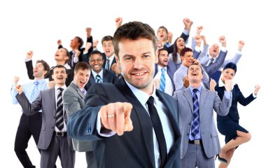 Mutlu iş grubu. Sana işaret lideri