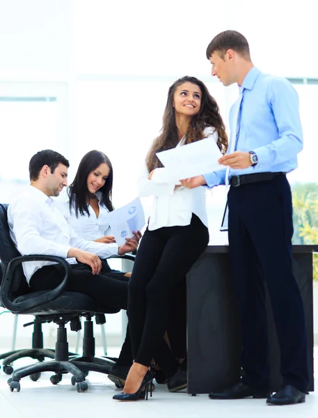 Business - meeting in office, two managers are discussing a docu — Stock Photo, Image