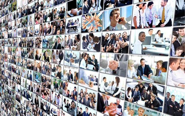 Business collage. Many the isolated portraits of people — Stock Photo, Image