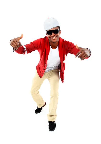 Afro-americano hip hop ballerino su sfondo bianco — Foto Stock