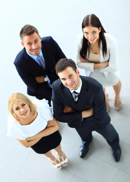 Top view of group of people. Four people looking up — Stock Photo, Image
