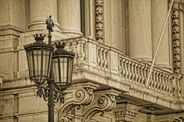 Typical metal street lamp at Lisbon (Portugal). Stock Photo