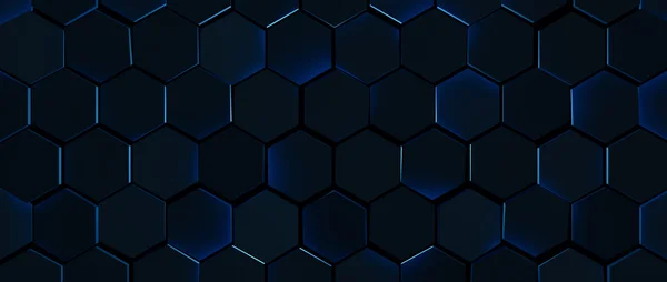 Fondo hexagonal azul brillante oscuro — Foto de Stock