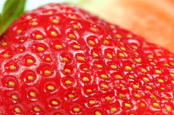 Saftige rote Erdbeere in Nahaufnahme — Stockfoto