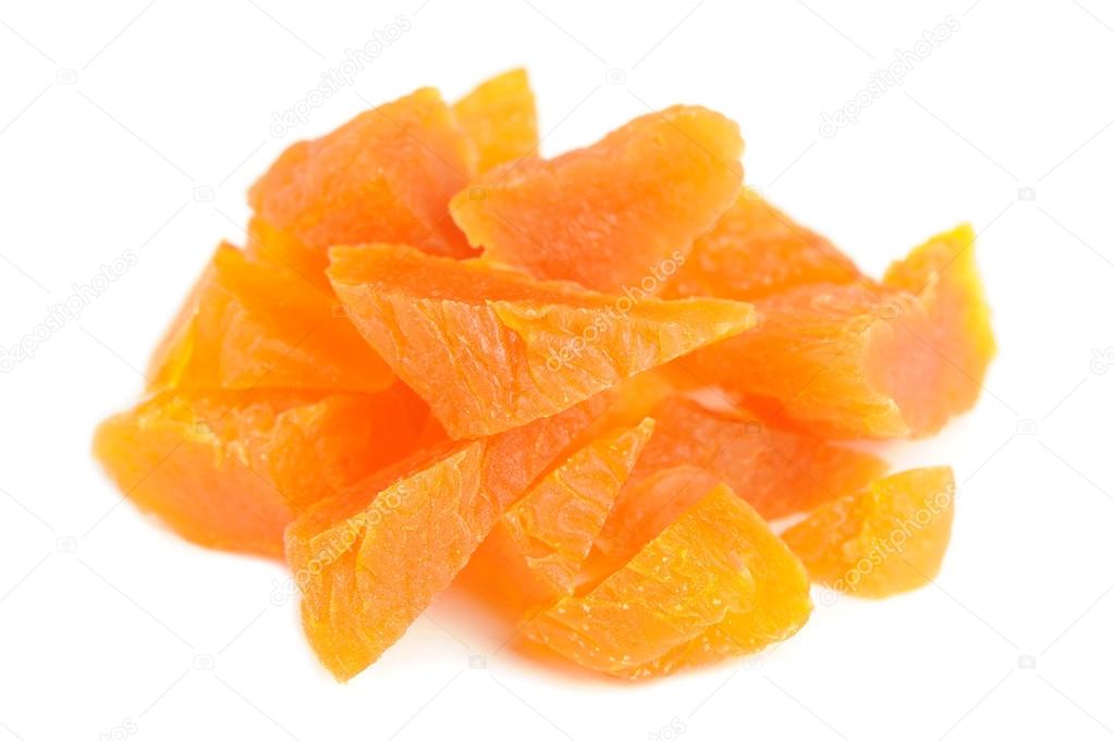 Chopped Dried Apricots Isolated on White Background