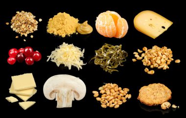 Siyah arka plan üzerine gıda sette