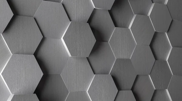 Fond de tuile d'aluminium hexagonale 3D — Photo