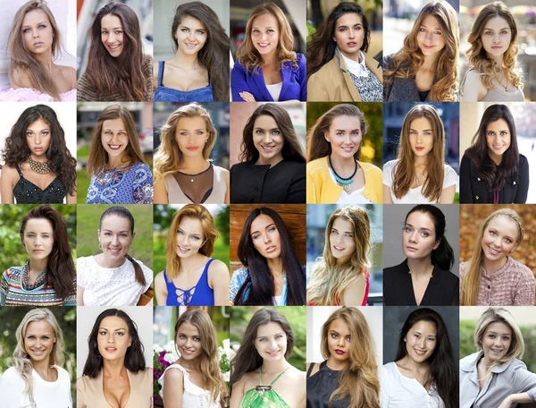 Collage, Mujeres jóvenes felices —  Fotos de Stock