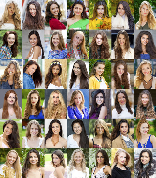 Коллаж, Счастливые молодые женщины
