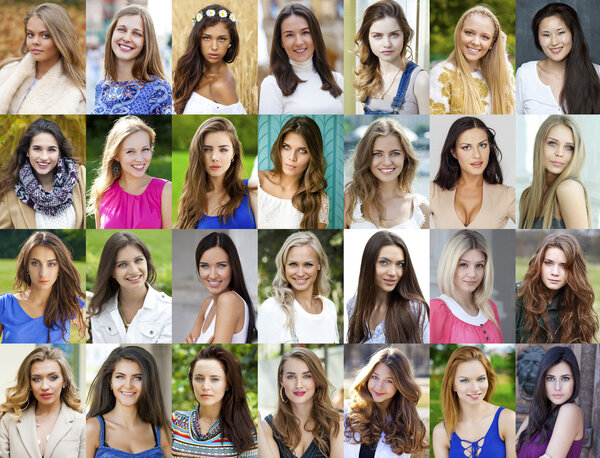 Коллаж, Счастливые молодые женщины
