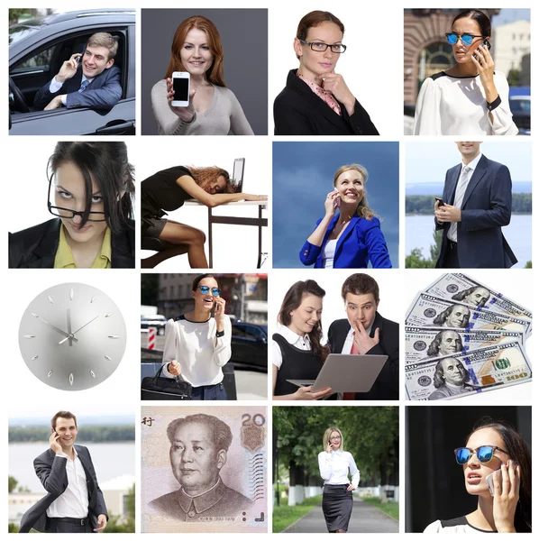 Colagem de negócios feita de muitas imagens diferentes sobre finanças — Fotografia de Stock