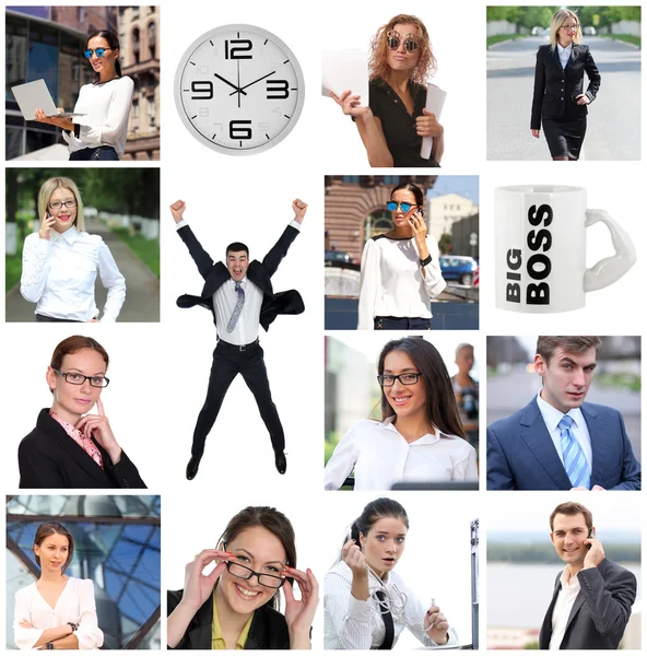 Colagem de negócios feita de muitas imagens diferentes sobre finanças — Fotografia de Stock