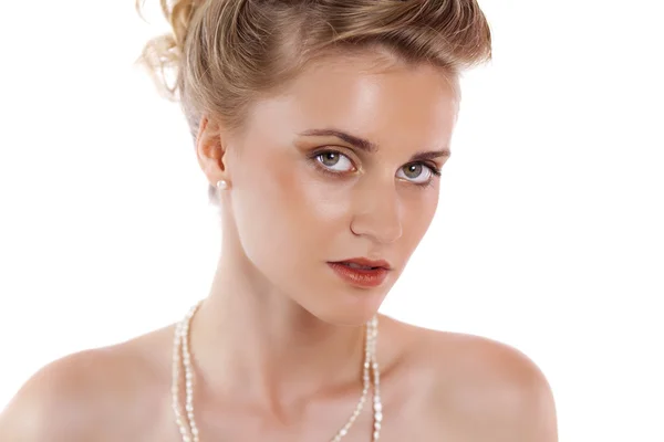 Young beautiful blond woman with a wedding hairstyle — Stock Photo, Image