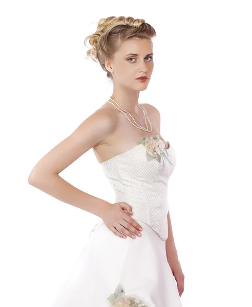 Young beautiful blond woman with a wedding hairstyle — Stock Photo, Image