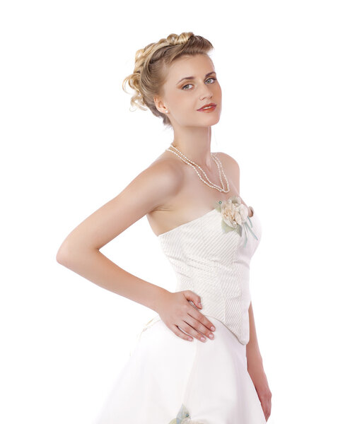 Young beautiful blond woman with a wedding hairstyle