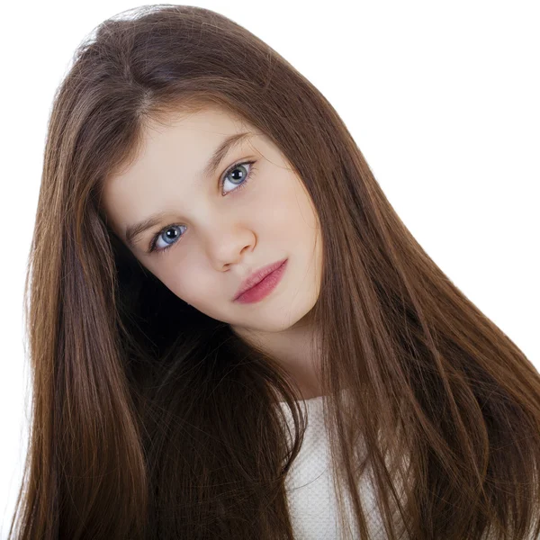 Retrato de una encantadora niña morena — Foto de Stock