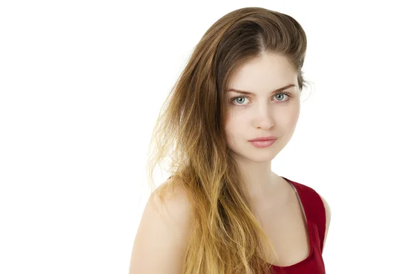 Portrait close up of young beautiful blonde woman — Stock Photo, Image