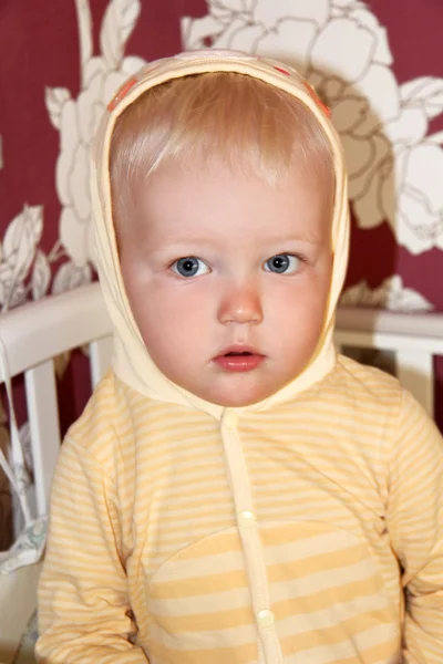 Blonde baby boy in home Stock Photo