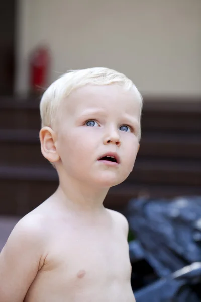 Close up, Blonde baby boy — Stock Photo, Image
