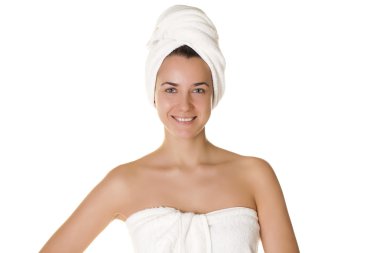 Spa için hazırlanıyor bared güzel bir kadın portresi tr