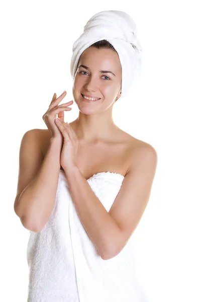 Retrato de uma bela mulher desnudada se preparando para o spa tr — Fotografia de Stock