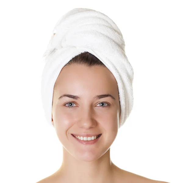 Portrait of a bared beautiful woman getting ready for the spa tr — Stock Photo, Image