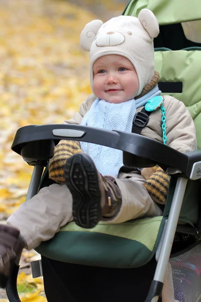 Kleiner Junge sitzt im Kinderwagen — Stockfoto
