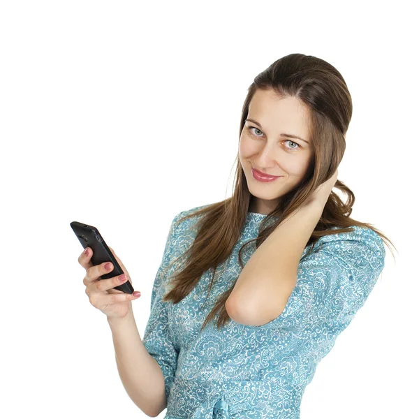 Hermosa mujer joven hablando en el teléfono móvil — Foto de Stock