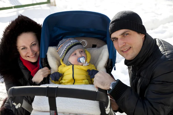 Young couple parent with baby boy — Stock Photo, Image