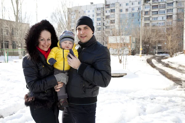 Young couple parent with baby boy — Stock Photo, Image