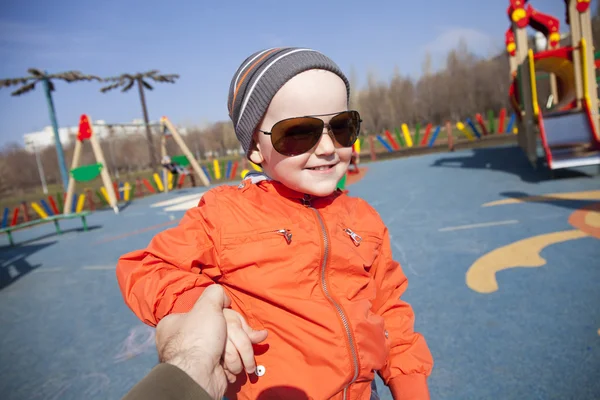 The three-year young boy on the playground — Stock Photo, Image