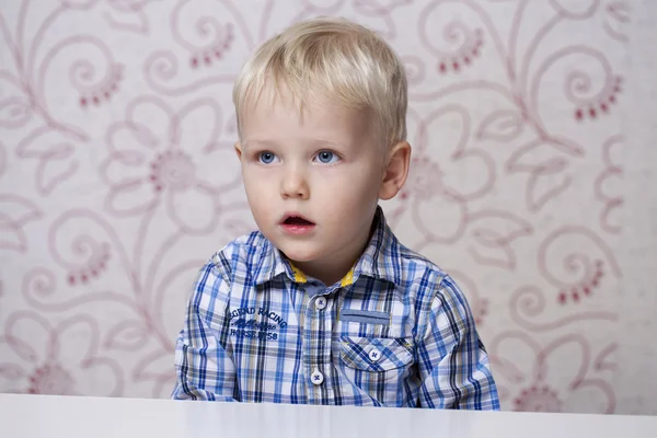 Happy Blonde baby boy at home — Stock Photo, Image